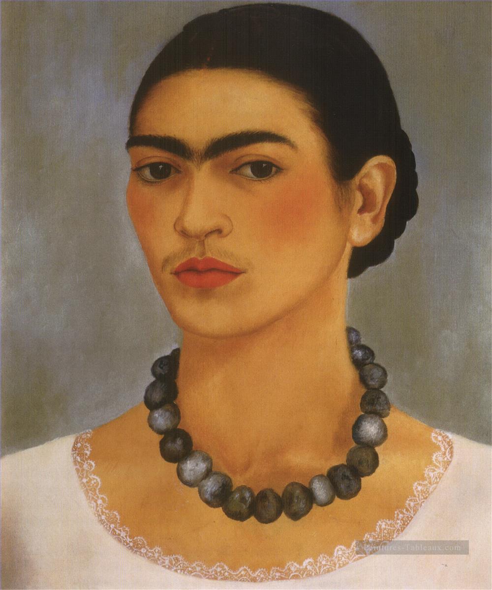 Autoportrait avec collier féminisme Frida Kahlo Peintures à l'huile